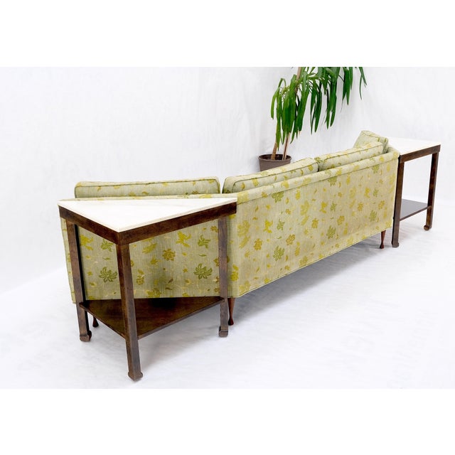 Wrap Around Mid-Century Modern Sofa W Pair Matching Marble Top Tables Mint! For Sale - Image 13 of 18