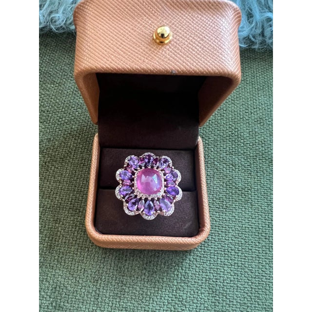 Contemporary Bochic “Orient” Opal, Ruby & Sapphire Ring, Set 18K Yellow Gold & Silver For Sale - Image 3 of 12