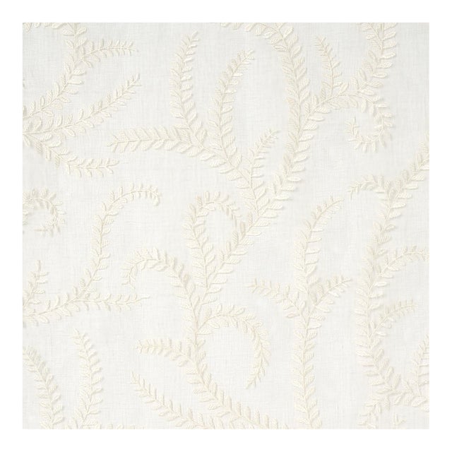 Sample - Schumacher Boboli Embroidered Sheer Fabric in Ivory For Sale