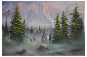 Adriano Bernetti Da Vila, Sunrise Over the Dolomite, Original Painting, 2017