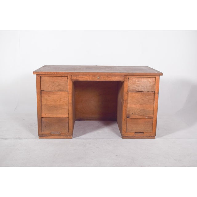 1950s Portuguese Desk in Oak, 1950s For Sale - Image 5 of 14
