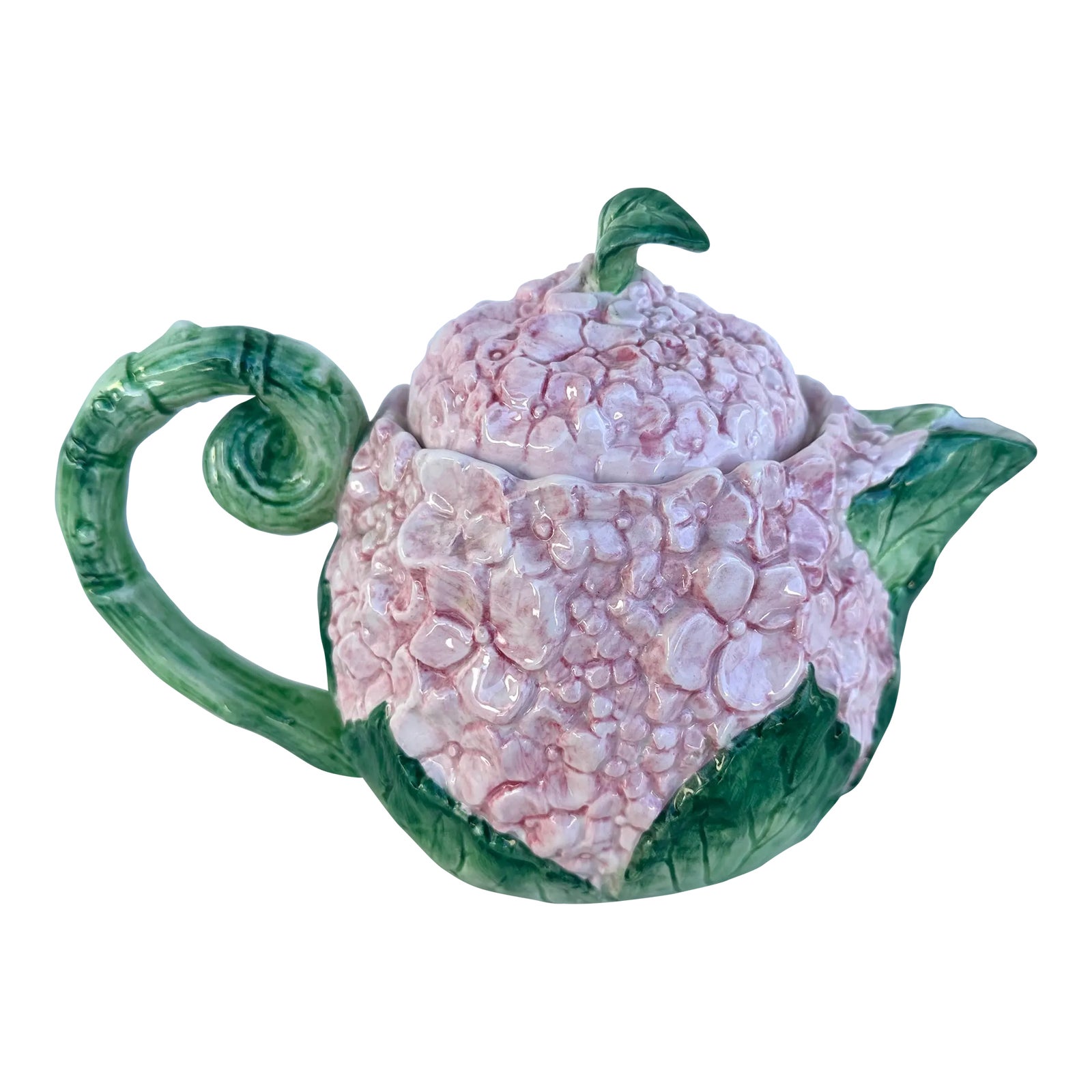 Fitz & Floyd Pink Hydrangea Tea Pot | Chairish