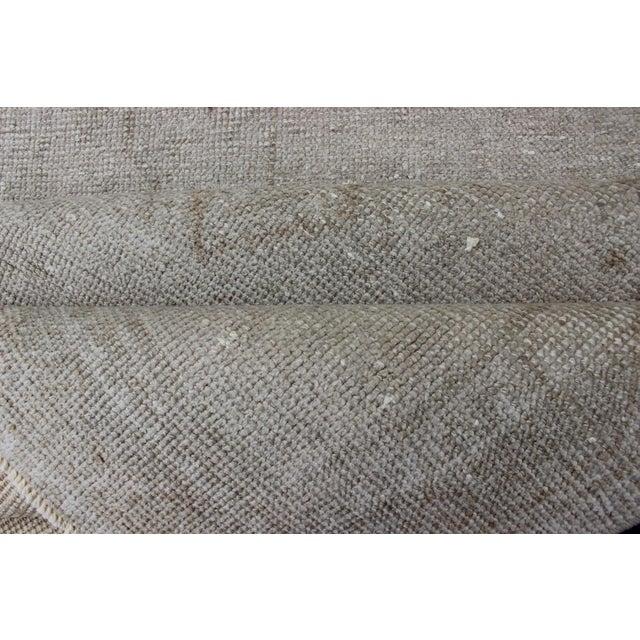 Vintage Turkish Oushak Runner in Soft Taupe and Pale Light Blue 3'7 X 11'1 For Sale - Image 10 of 10