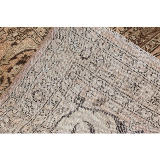 Ivory Authentic 1900s Persian Tabriz Handmade Wool Carpet For Sale - Image 8 of 11
