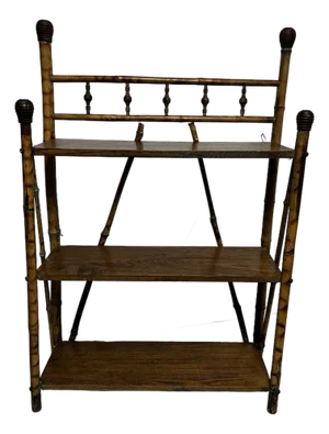 Antique Scorched Bamboo 3 Shelf Etagere