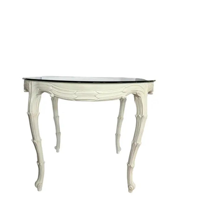 Hollywood Regency Palm Regency Round Center Entry Hall Game Dining Table Serge Roche Plaster Style For Sale - Image 3 of 12