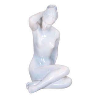 Mid-Century Czech Ceramic Sculpture of Woman by B. Kokrda, 1950s For Sale