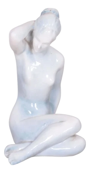 Mid-Century Czech Ceramic Sculpture of Woman by B. Kokrda, 1950s