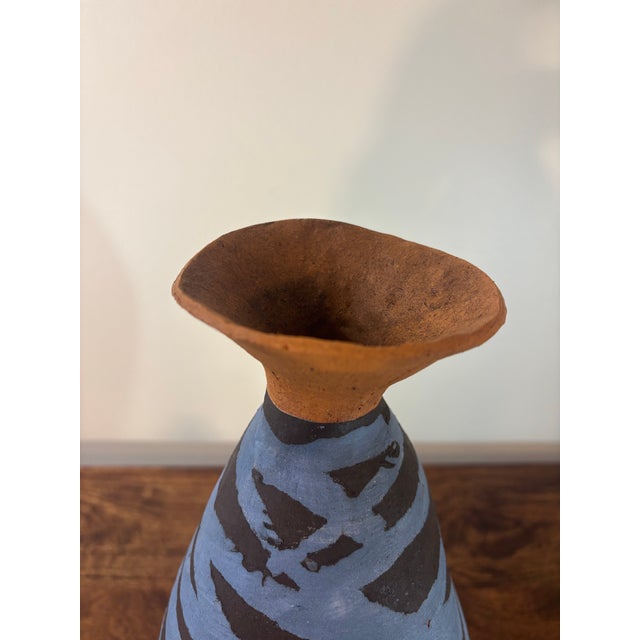 Vintage Brazilian Studio Pottery Hand Painted Ceramic Vase Signed Dated 2001 For Sale - Image 4 of 6