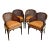Mid 20th Century Faux Bamboo and Cane Barrel Chairs With Blockprint Upholstery - Set of 4 For Sale
