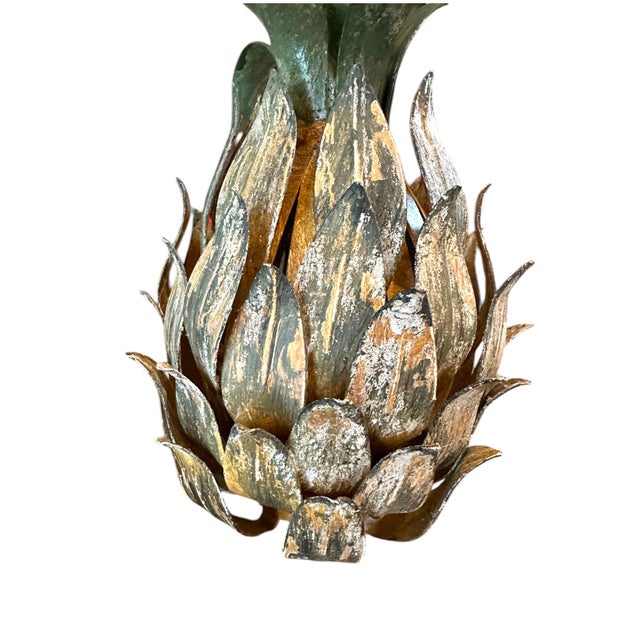 Hollywood Regency Vintage Tole Pineapple Fruit Toleware Figure Object For Sale - Image 3 of 7