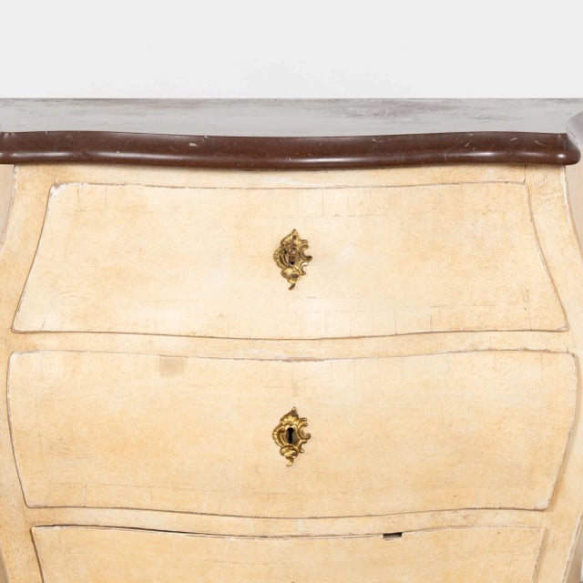 Wood Yellow Bombay Chest of Three Drawers With Marble Top, Sweden Circa 1890 For Sale - Image 7 of 11