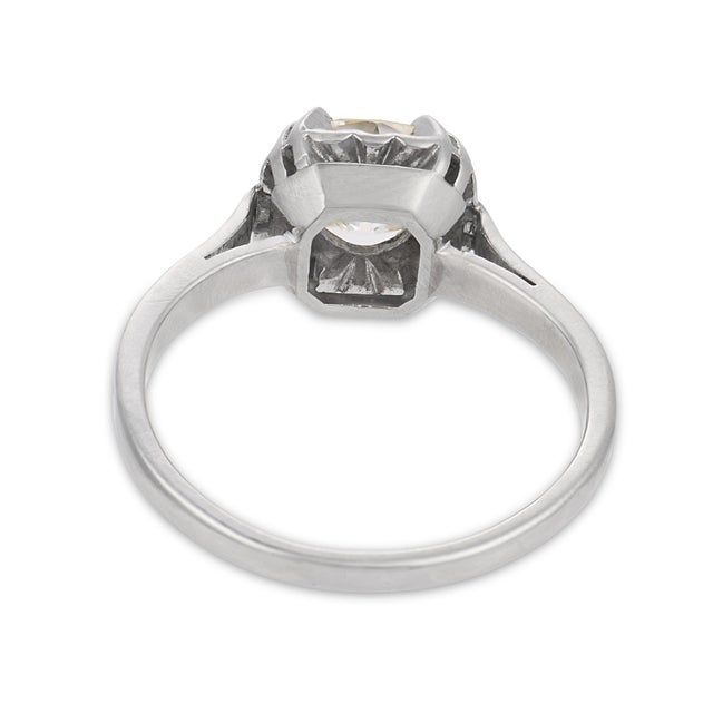 1930s French Art Deco Gia 1.18 Carat Old Mine Cut Diamond Platinum Engagement Ring, Size 6.75 For Sale In Los Angeles - Image 6 of 8