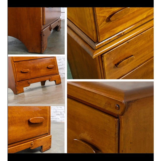 1930s to 1950s Transitional Solid Maple Tall Chest of Drawers With Hand Carved Pulls For Sale - Image 12 of 18