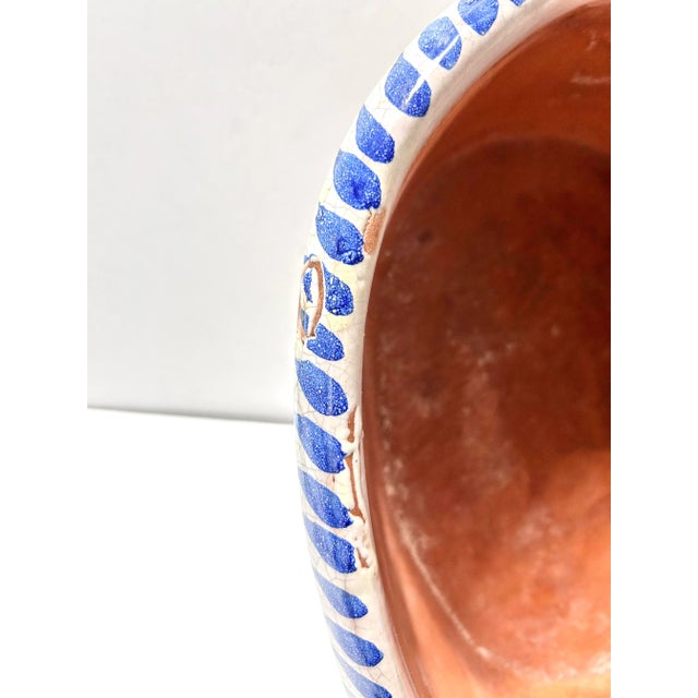 Vintage Italian Majolica Style Planter Bowl – Hand Painted Mediterranean Terracotta Centerpiece For Sale - Image 10 of 12