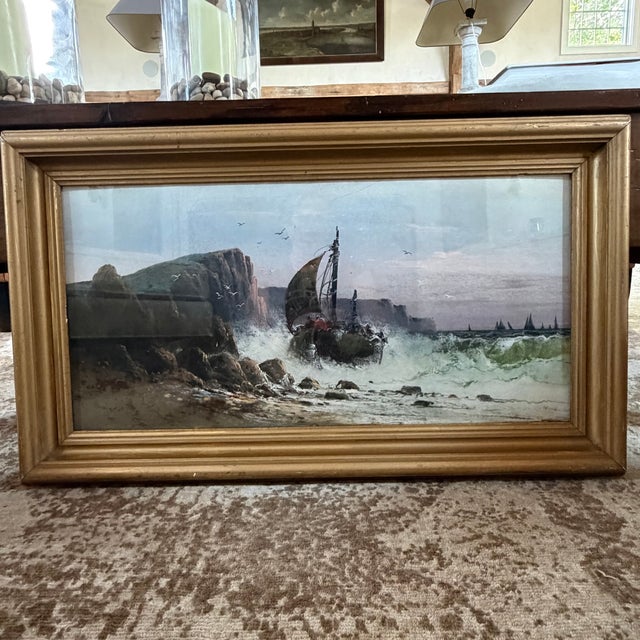 19th Century Coastal Seascape Pastel Painting With Rocky Coast by Listed Artist Clarence E. Braley (1854-1927) For Sale - Image 4 of 10