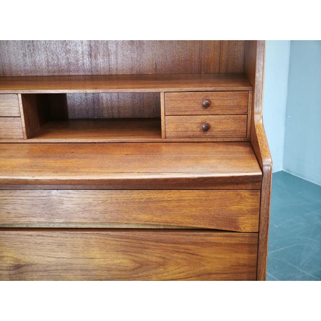 Danish Modern Teak Secretary Writing Desk with Drawers, 1960s For Sale - Image 4 of 18