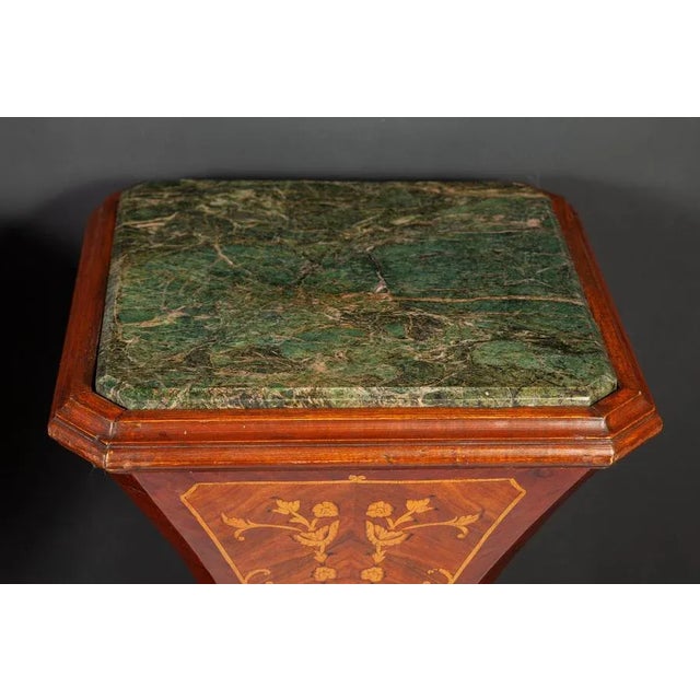 Large 19th Century French Marquetry Inlaid Pedestals, Set of 2 For Sale - Image 3 of 12