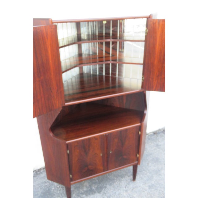 Brown 1960s Mid Century Danish Rosewood Corner Cabinet Storage Cupboard 6167 For Sale - Image 8 of 18