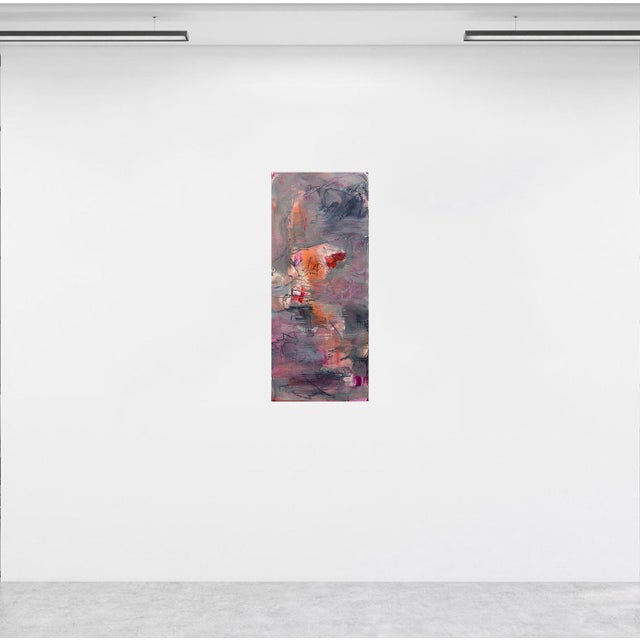 “Jazz Singer” is an expressive abstract oil painting on linen canvas. It unfolds through layered passages of smoky gray,...