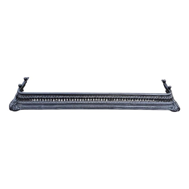 Antique Victorian Cast Iron Fireplace Fender For Sale