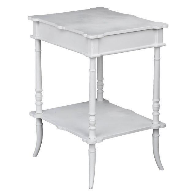 White Vintage White Bedside Accent Table For Sale - Image 8 of 9