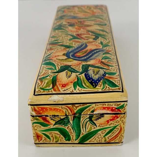 Vintage Kashmir Lacquer Pencil Case Paper Mache Box Chairish