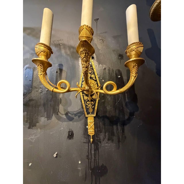 1920 French Empire Style Bronze Sconces With Lion Heads - a Pair For Sale In New York - Image 6 of 12