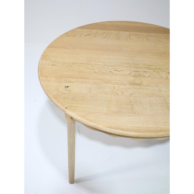 Beige Extendable Round Dining Table in Oak by Kjaernulf, 1960s For Sale - Image 8 of 18