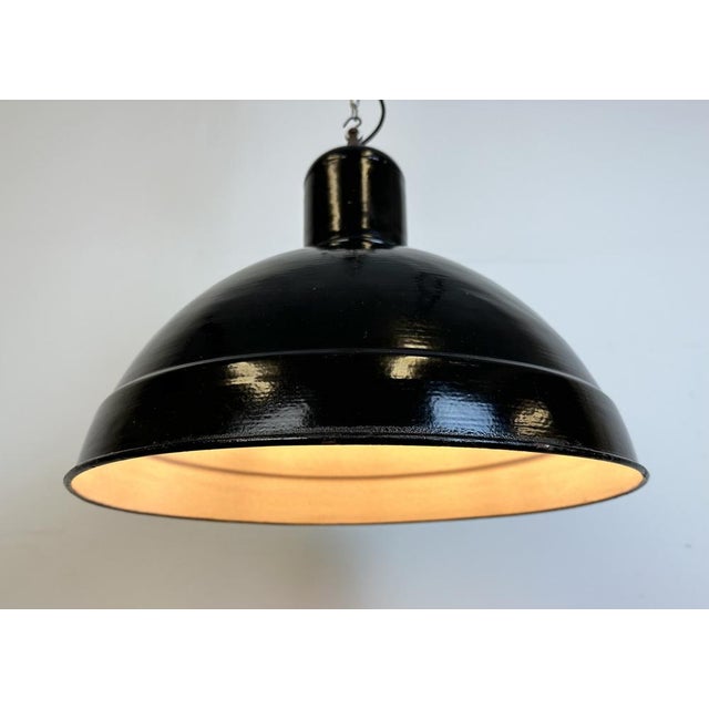 Industrial Black Enamel Factory Pendant Lamp, 1950s For Sale - Image 13 of 14