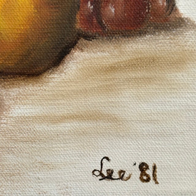 1980s 1981 Oil-on-Canvas Fruit Still Life, Unframed For Sale - Image 5 of 11