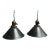 1940s Industrial Painted Black Cone Shape Factory Pendant Lights - a Pair For Sale