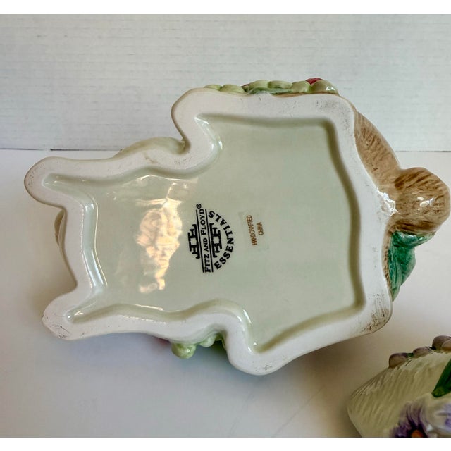 Vintage Fitz and Floyd Figurative Bunny Rabbit Lidded Ceramic Dish For Sale - Image 12 of 12