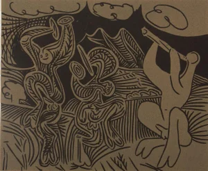 Pablo Picasso, Dancers and Musicians, Linocut, 1962
