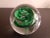 This is a Signed Polish Crystal Green Swirl Art Glass 3" Paperweight. Procured at auction