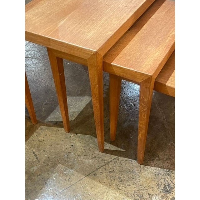 Set of Vintage Danish Oak Nesting Tables For Sale - Image 4 of 8