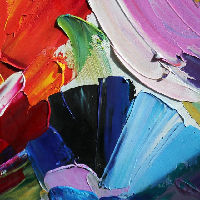 Pasargad Home Petals Hand-Painted Floral Oil Painting For Sale - Image 4 of 5