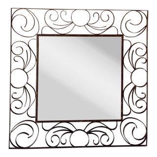 Circa 1970 Spanish Revival-Inspired Wrought Iron Beveled Mirror For Sale