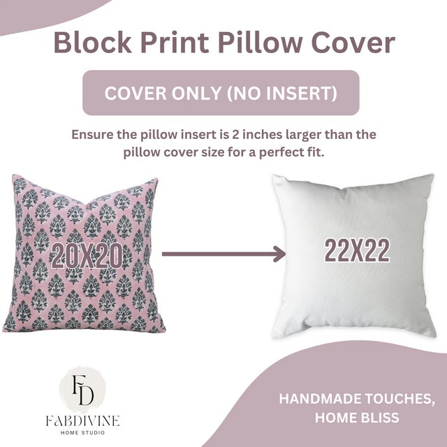Not Yet Made - Made To Order Fabdivine Artisan Block Print Throw Pillow Cover 24x24 Inch Duck Canvas-Betal Leaf For Sale - Image 5 of 5