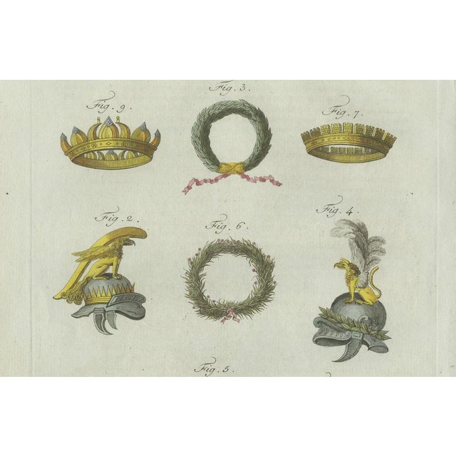 Paper Bertuch, Ancient Crowns and Laurel Wreaths, C. 1800, Engraving For Sale - Image 7 of 9