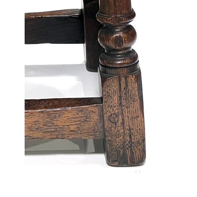 English Jacobean Style Circular Carved Oak Side Table/Joint Stool For Sale In San Francisco - Image 6 of 8