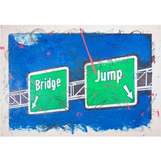 Enrico Manera, Bridge Jump, 1990s, Mixed Media on Paper For Sale