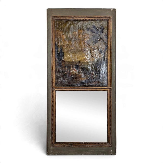 Louis XVI Style Trumeau with Decorative Panel and Mirror For Sale - Image 9 of 9