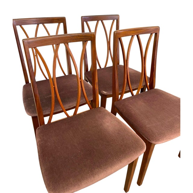 Brown Set of 4 Mid Century Modern Dining Chairs With Sculptural Back Design, Uk Import For Sale - Image 8 of 9