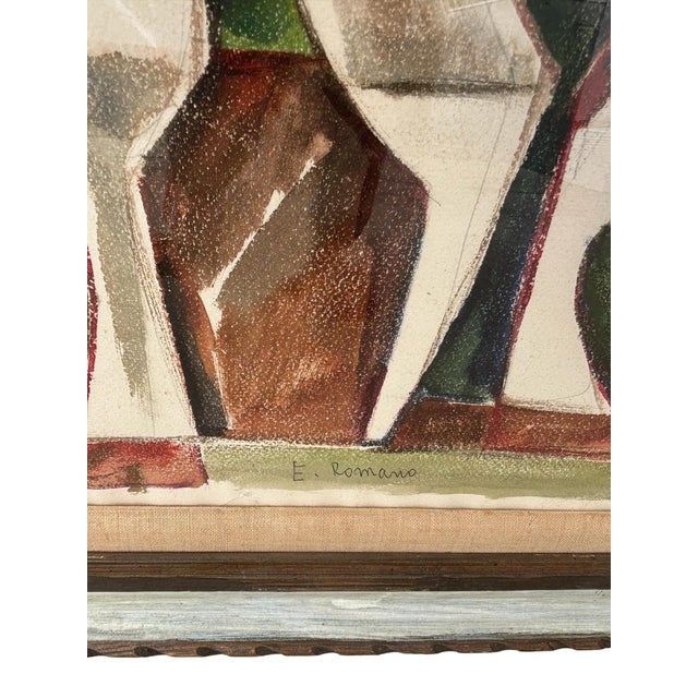 1950s 1950’s E. Romano "Bird Abstractions" Watercolor Painting For Sale - Image 5 of 6