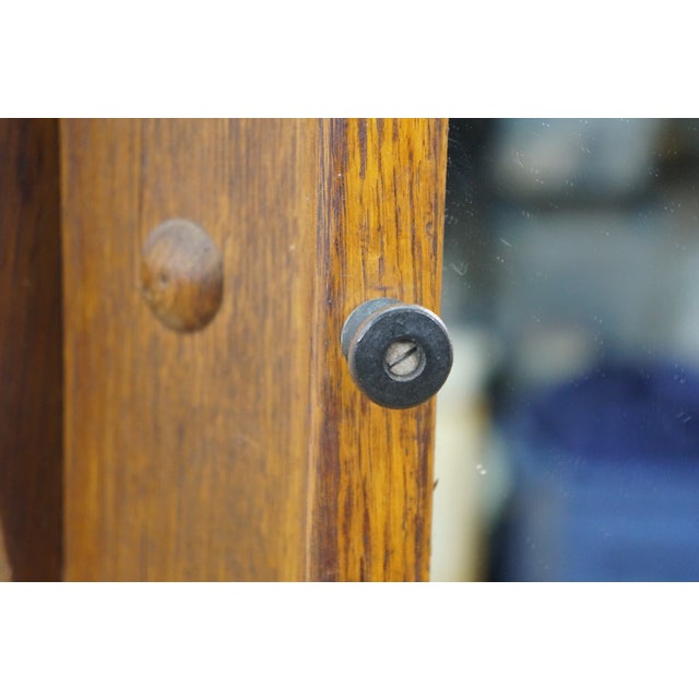 Antique Quartersawn Oak Mirrored Corner Medicine Cabinet Cupboard 20" For Sale - Image 10 of 17