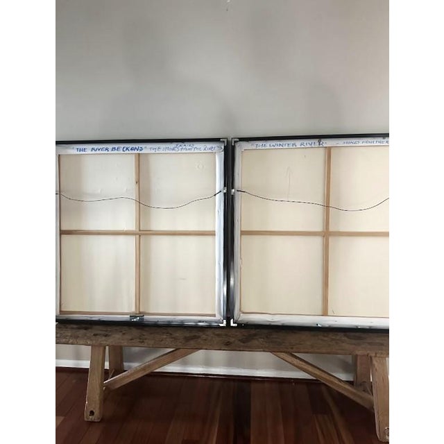 Pair of Original Vintage Signed Abstract Oil Paintings For Sale In Washington DC - Image 6 of 6