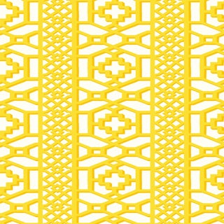 Sample - Schumacher Zanzibar Trellis Wallpaper in Canary For Sale