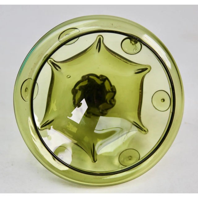 Bohemian Glass Footed Jar with Lid, 1950s For Sale - Image 12 of 13