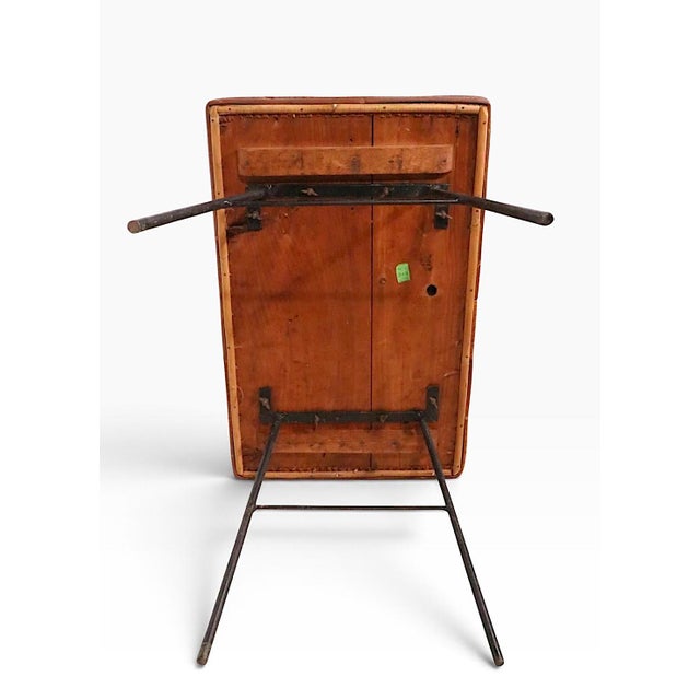 Mid Century Wicker Top Wrought Iron Base Side Table For Sale - Image 9 of 10